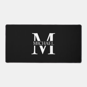 Black Personalised Monogram and Name Desk Mat