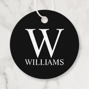 Black Personalised Monogram and Name Favour Tags