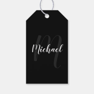 Black personalised Monogram and Name Gift Tags