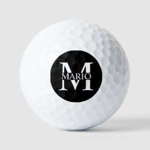 Black Personalised Monogram and Name Golf Balls