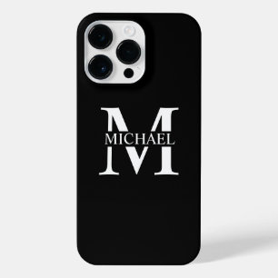 Black Personalised Monogram and Name iPhone 14 Pro Max Case