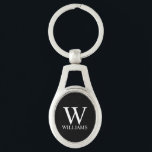 Black Personalised Monogram and Name Key Ring<br><div class="desc">Personalised Monogram and Name Gift
features personalised monogram and name in white classic serif font style on black background.

Perfect for holiday,  family reunion and for any special occasions.</div>