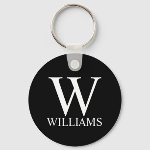 Black Personalised Monogram and Name Key Ring