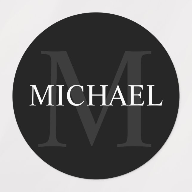 Black Personalised Monogram and Name  Labels (Design 1)