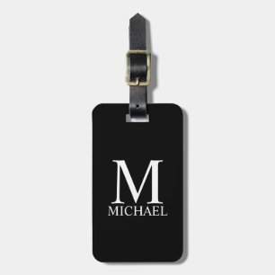 Black Personalised Monogram and Name Luggage Tag