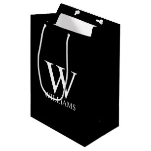Black Personalised Monogram and Name Medium Gift Bag