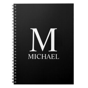 Black Personalised Monogram and Name Notebook