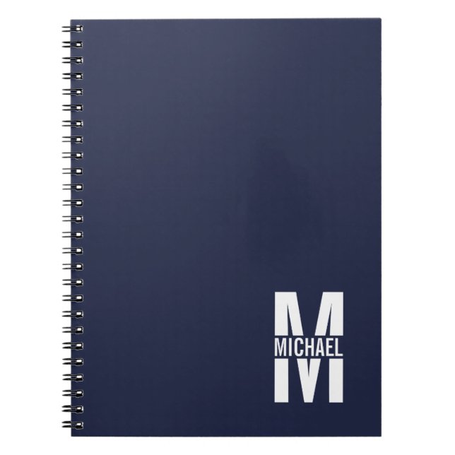 Black Personalised Monogram and Name Notebook (Front)