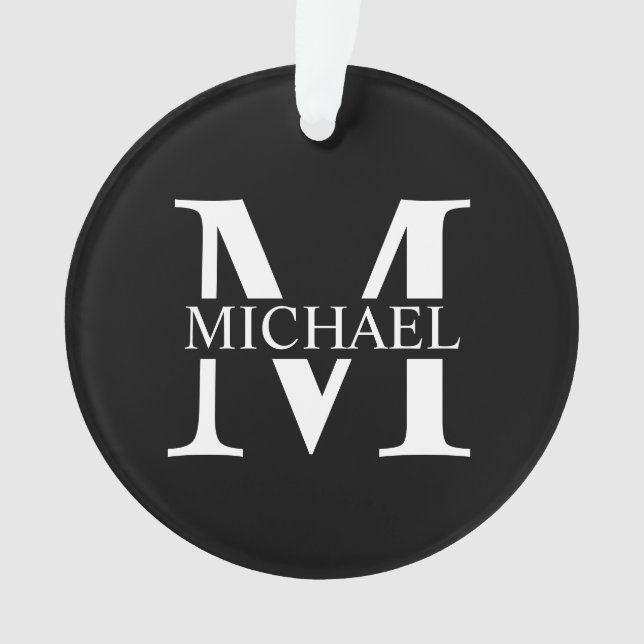 Black Personalised Monogram and Name Ornament (Front)