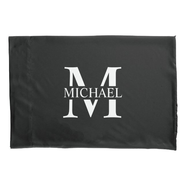 Black Personalised Monogram and Name Pillowcase (Front)