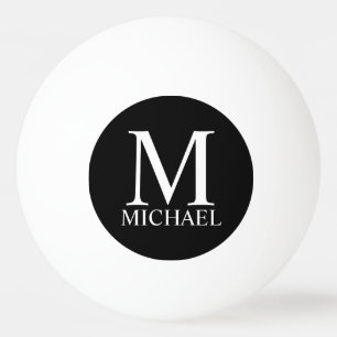Black Personalised Monogram and Name Ping Pong Ball