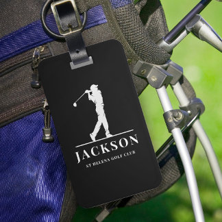 Black Personalised Monogram Golfer Luggage Tag