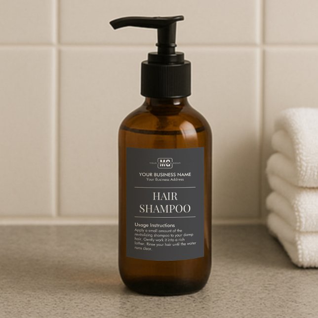 Black Personalised Monogram Hair Shampoo Labels (Creator Uploaded)