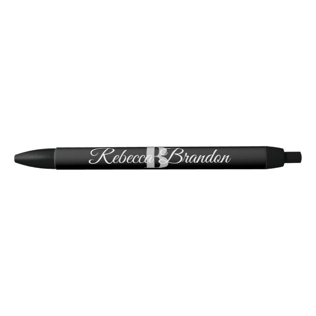 Black Personalised Monogrammed Name Pen (Front)