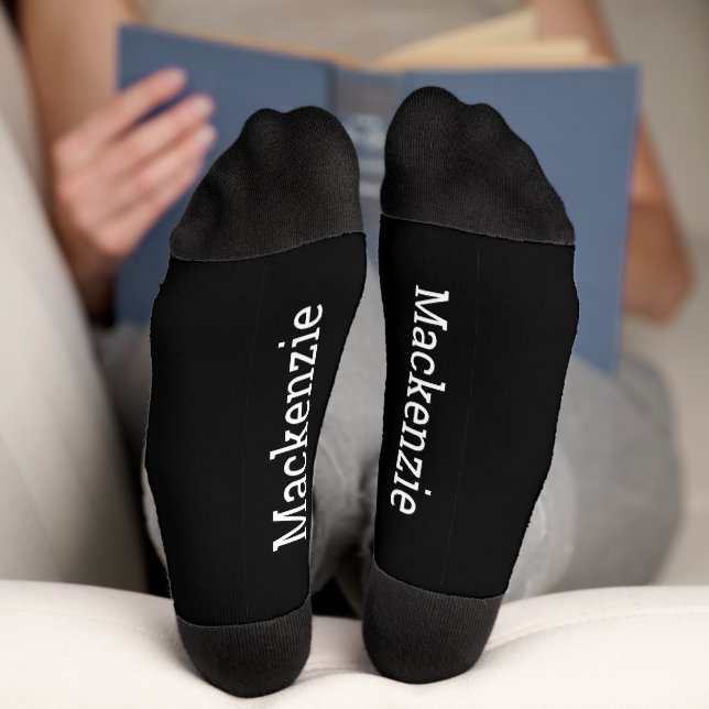 Black Personalised Name Monogram Bottom Socks (Bottom)
