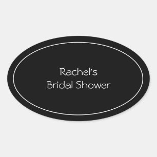 Black Personalised Oval Sticker