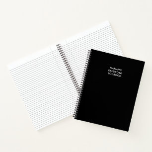 Black Personalised Password Logbook Notebook