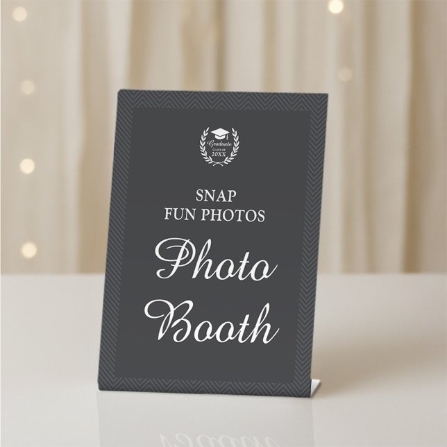 Black Personalised Photo Booth Graduation Party Pedestal Sign (Creator Uploaded)