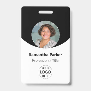 Black Personalised Photo, Logo, Barcode Employee ID Badge