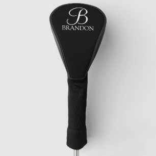 Black Personalised Script Monogram and Name Golf Head Cover