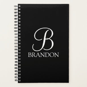 Black Personalised Script Monogram and Name Planner