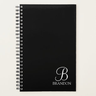 Black Personalised Script Monogram and Name Planner