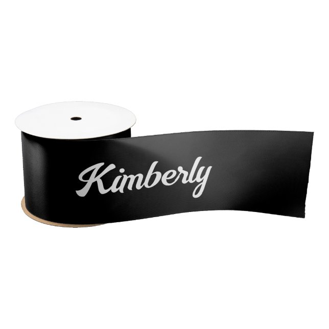 Black Personalised Script Name School Satin Ribbon (Spool)