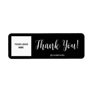 Black Personalised Thank You Label Return Address Label