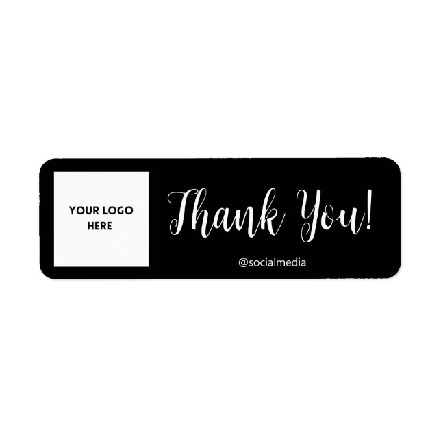 Black Personalised Thank You Label Return Address Label (Front)