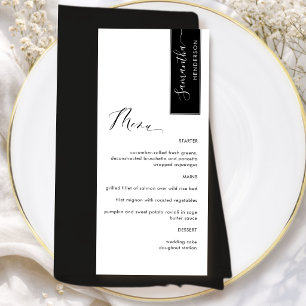 Black Personalised with Guest Name Elegant Menu
