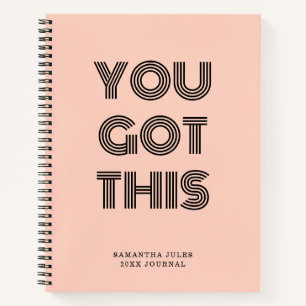 Black Personalised YOU GOT THIS Motivational     Notebook