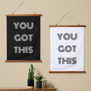 Black Personalised YOU GOT THIS Motivational  Post Hanging Tapestry