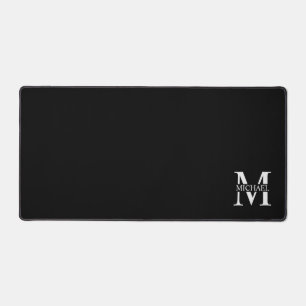 Black Personalized Monogram and Name Desk Mat