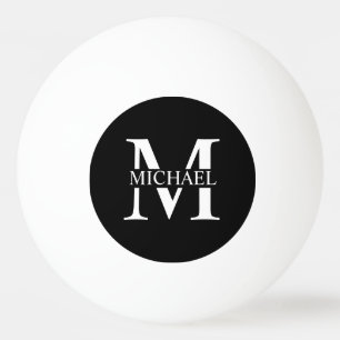 Black Personalized Monogram and Name   Ping Pong Ball