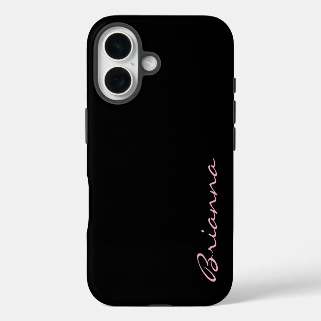 Black Personalized Name Pink Text  Case-Mate iPhone Case (Back)