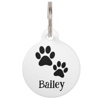 Black Pet Paw Simple (Bailey) Tag