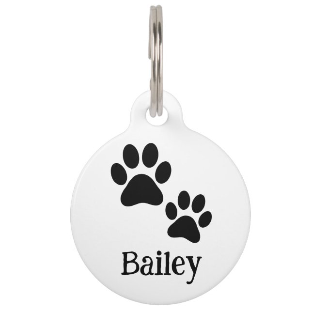 Black Pet Paw Simple (Bailey) Tag (Front)