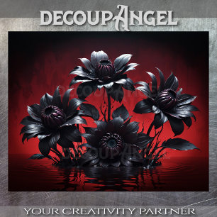 Black Petals Rise - Decoupage - Tissue Paper