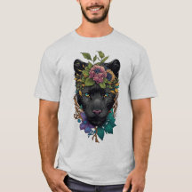 Black Phanter in Flower T-Shirt