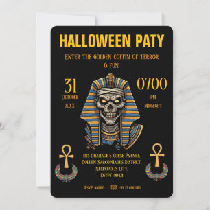 🖤 Black Pharaoh Mummy Invitation 🎃✉️