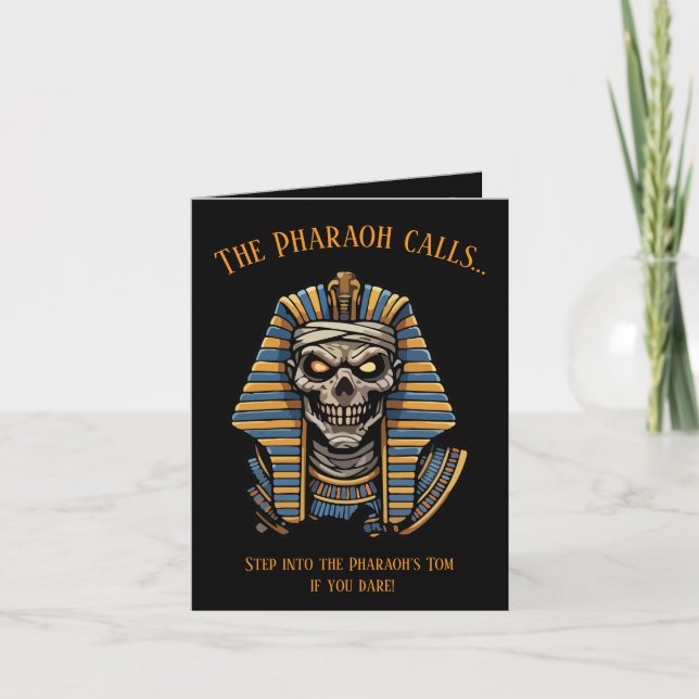 🖤 Black Pharaoh Mummy Invitation 🎃✉️ (Front)
