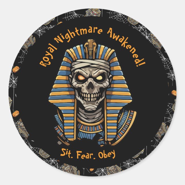 🖤 Black Pharaoh Mummy Stickers 🎃👑 (Front)