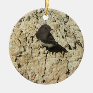 Black Phoebe Ceramic Ornament