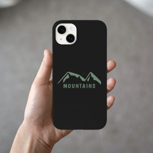 Black Phone Case with Green Mountains