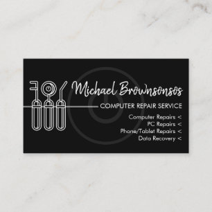 Black Phone Computer Tech Repair Service Business Card