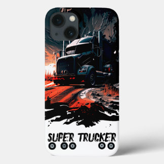 BLack Phone Truck, Trucker gift, Wheels Splash Art iPhone 13 Case