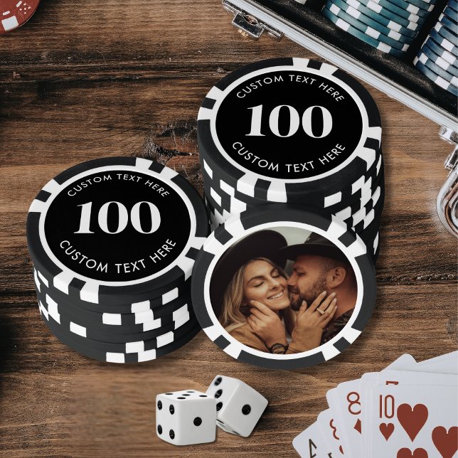 Black Photo 100 Numbered Poker Chips (Photo Black 100 Numbered Poker Chips)
