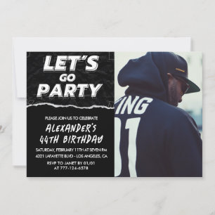 Black Photo 44th birthday invitations Men