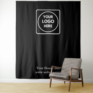 Black Photo Backdrop   Custom Logo Business Event  Tapestry