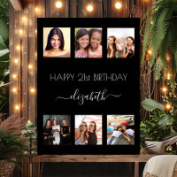 Black photo collage BFF friends birthday party